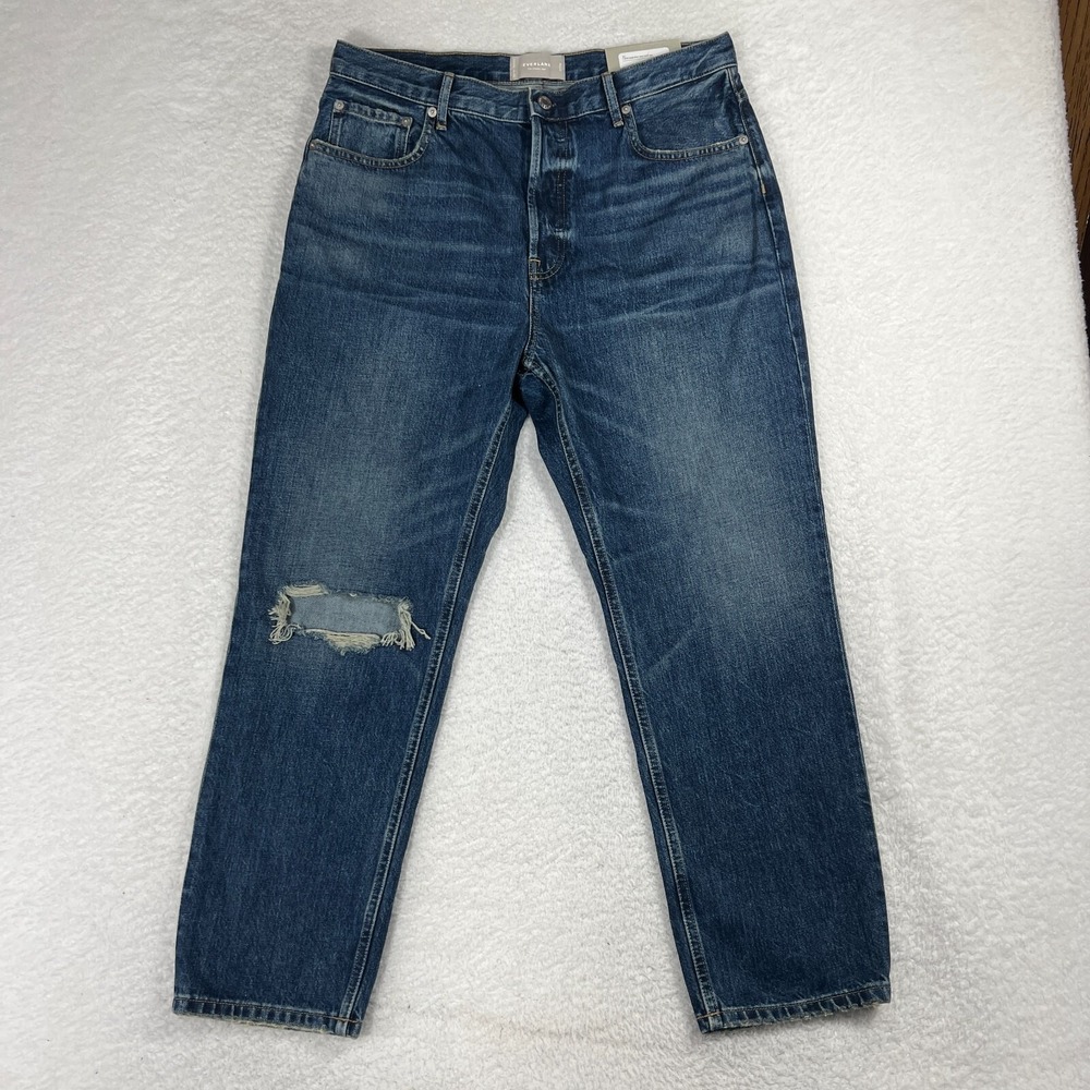 NWT Everlane 32 (33x26) Crop The Curvy Cheeky Jeans Organic Cotton Light Wash